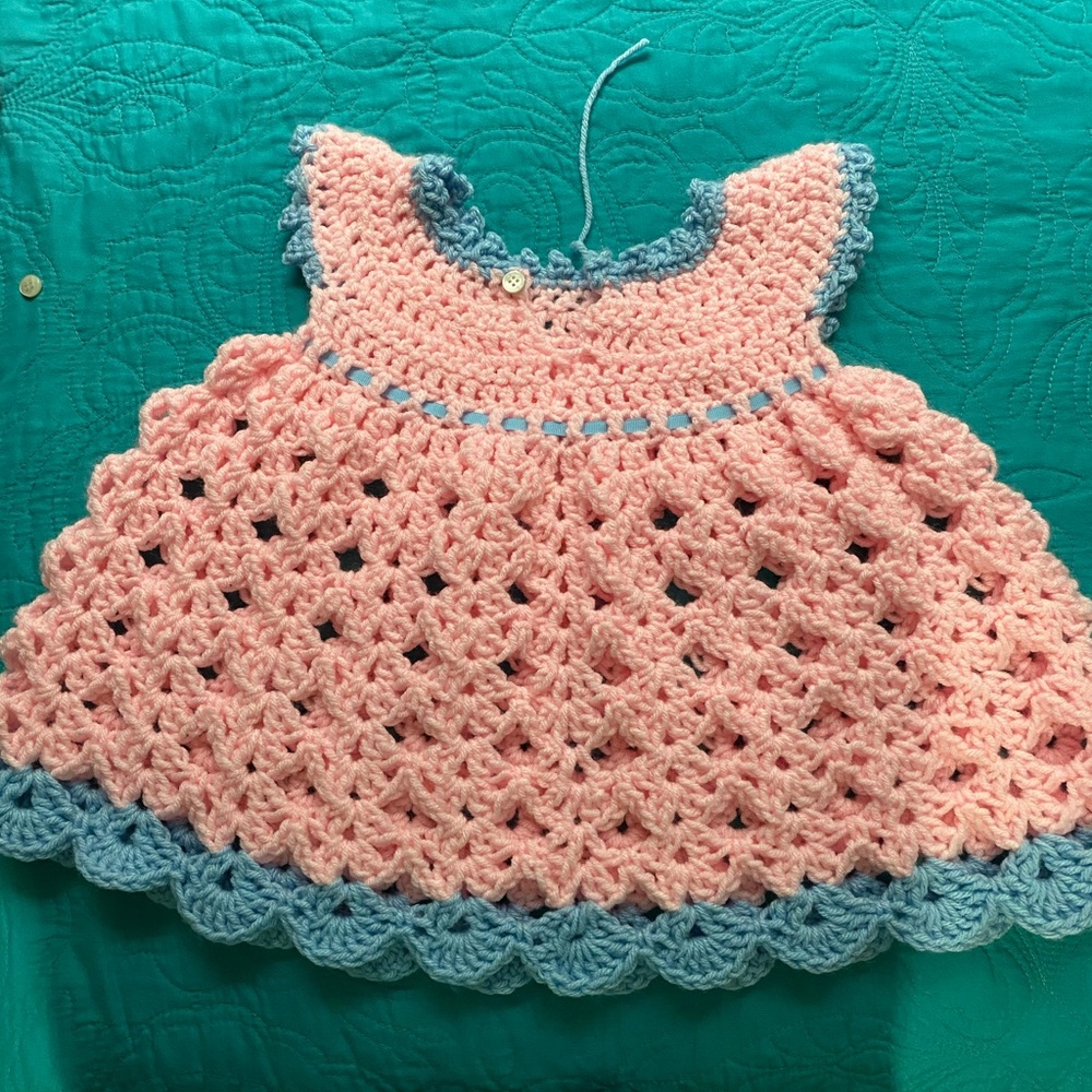 Handmade crochet baby dress!! Reasonable offers! - Picture 2 of 3